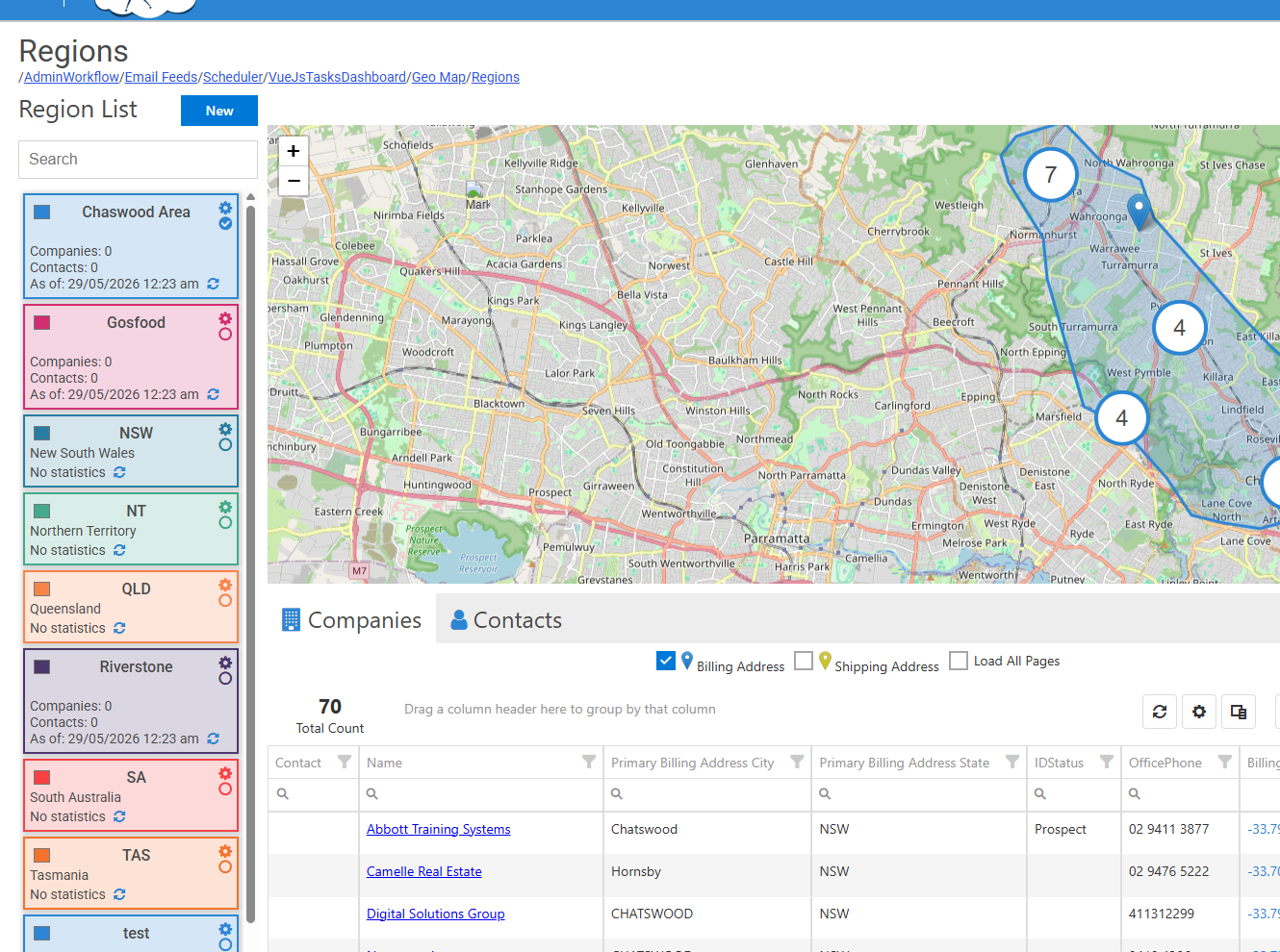 CreataCRM Regions Module